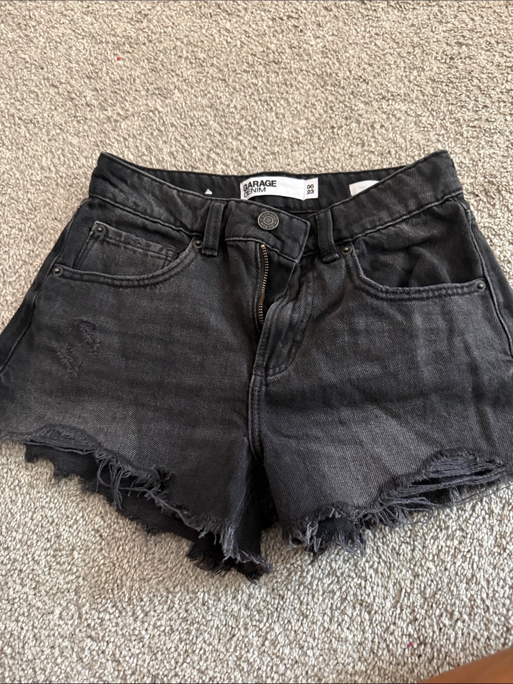 Garage Black Frayed Denim Jean Shorts